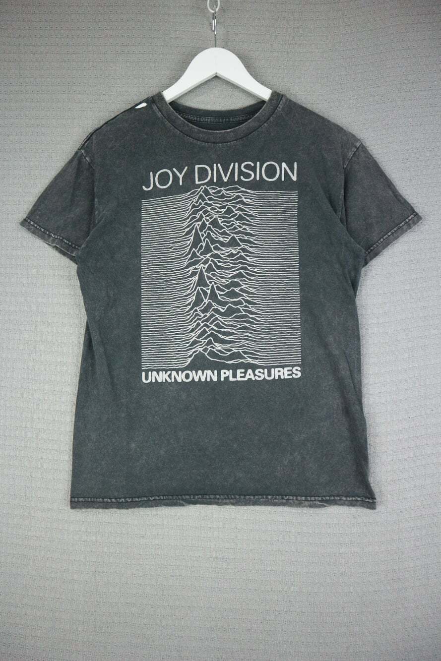 Joy Division Unknown Pleasures Vintage Wash Band Graphic T-Shirt Charcoal Gray S